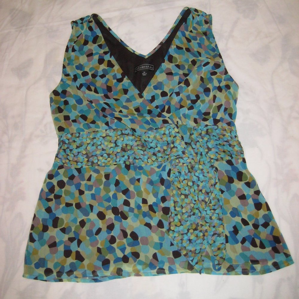 Elementz - Sleeveless Blouse, Teal/Blue/Green